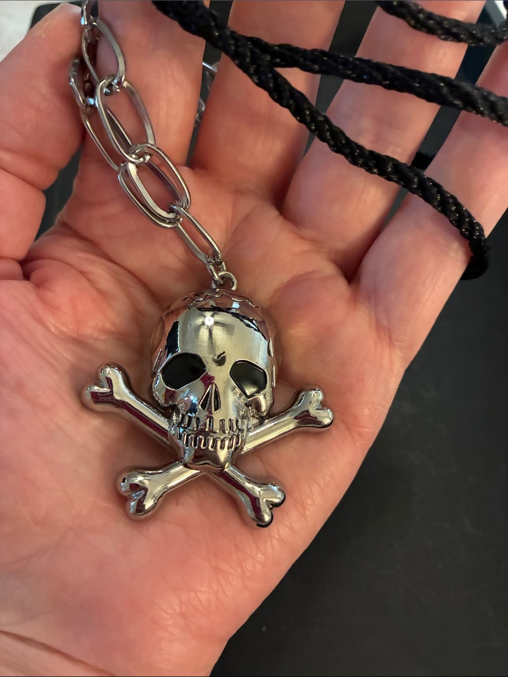 Men's Silver Skull & Crossbones Necklace Pendant - Gothic Accessory